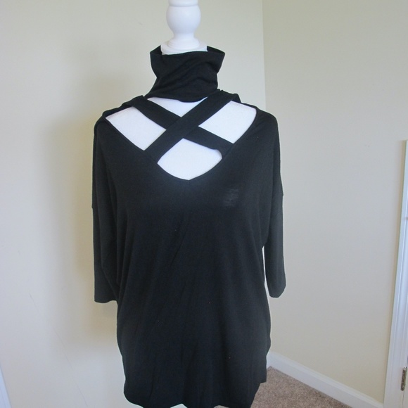 Express Tops - Women's Express Cut out Black Shirt Top Size M  GUC